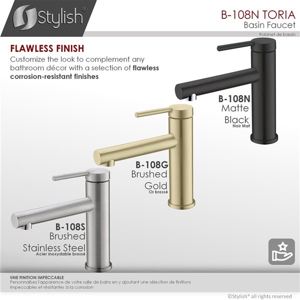 Stylish Toria Matte Black 1-handle Single Hole Bathroom Sink Faucet