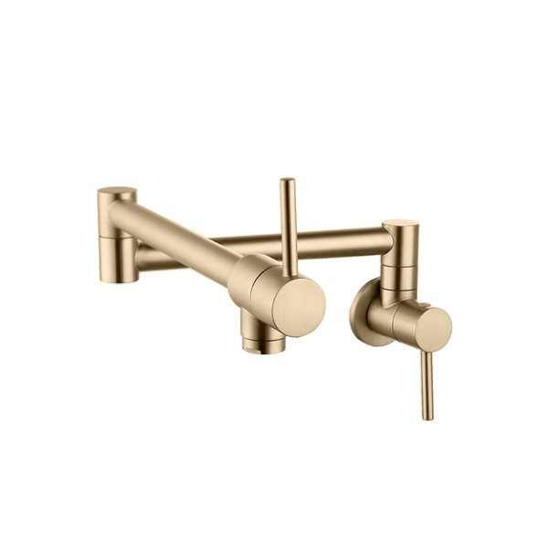 Image of Stylish | Asti Gold 2-Handle Wall Mount Pot Filler Commercial/residential Kitchen Faucet, Stainless Steel | Rona