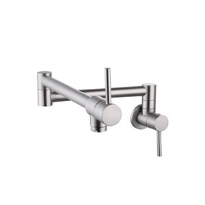 Stylish Asti Stainless Steel 2-handle Wall Mount Pot Filler Commercial/residential Kitchen Faucet