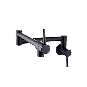 Stylish Asti Matte Black 2-handle Wall Mount Pot Filler Kitchen Faucet