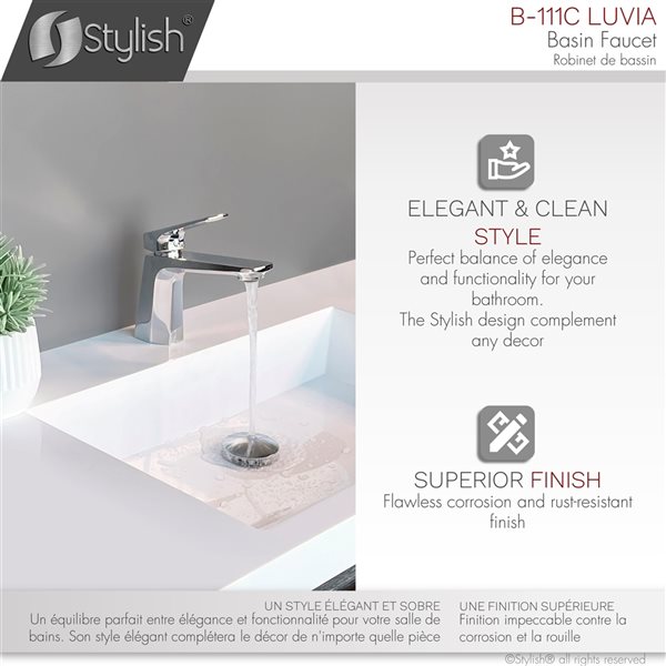 Stylish Luvia Polished Chrome 1-handle Single Hole Bathroom Sink Faucet