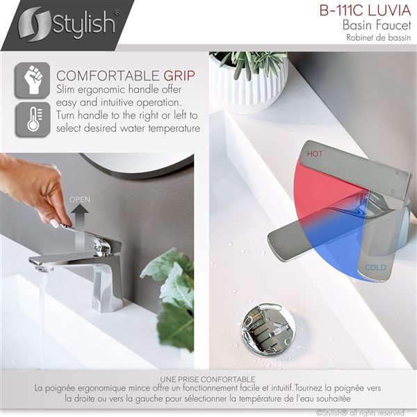 Stylish Luvia Polished Chrome 1-handle Single Hole Bathroom Sink Faucet