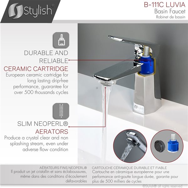 Stylish Luvia Polished Chrome 1-handle Single Hole Bathroom Sink Faucet