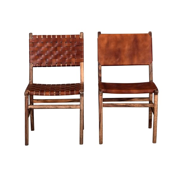 Primo International Mosley Rattan Leather Dining Chair - Set of 2