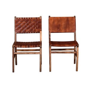 Primo International Mosley Rattan Leather Dining Chair - Set of 2