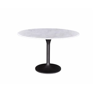 Primo International Brooks 48-in White Marble Pedestal Dining Table
