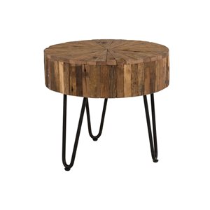 Primo International Sawyer 42-in Rustic Wood Round End Table