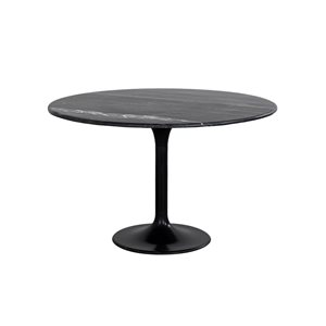 Primo International Cooper 48-in Black Marble Pedestal Dining Table