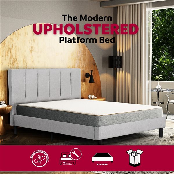 Primo International Harper Grey Queen Bed Frame Bed
