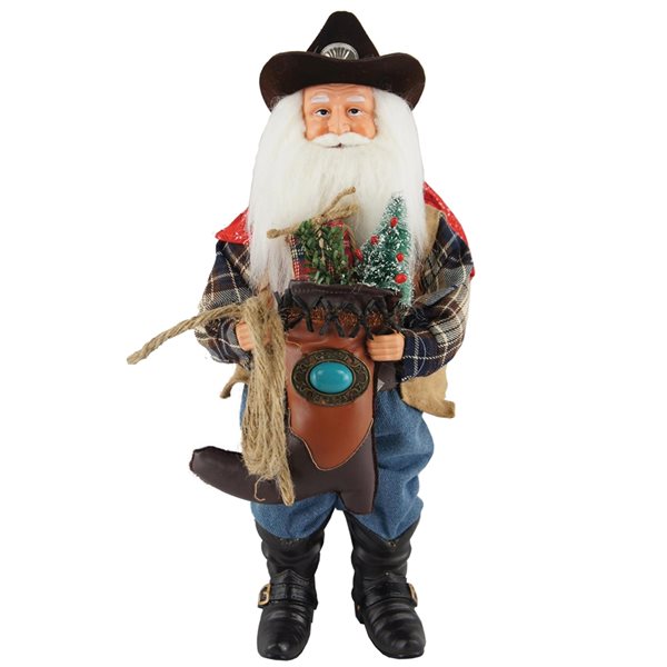 Santa's Workshop 15-in Cowboy with Boot Santa Figurine