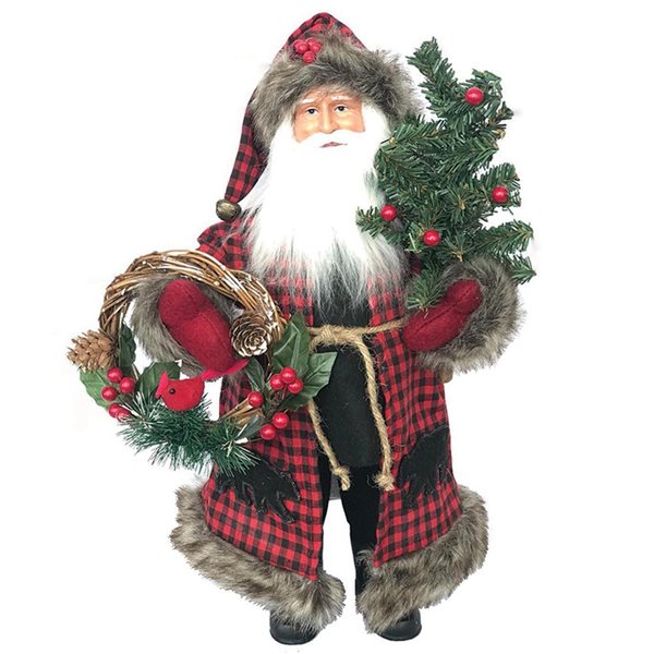 Santa's Workshop 15-in Red Plaid Santa Figurine