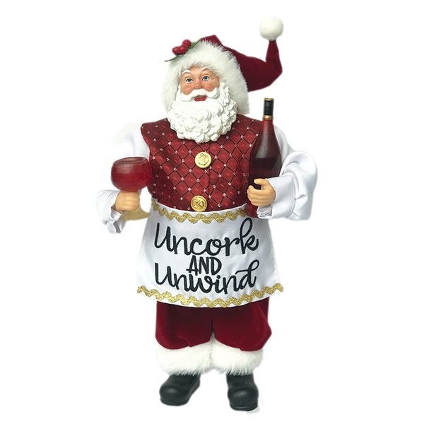Santa's Workshop 12-in Uncork and Unwind Santa Figurine