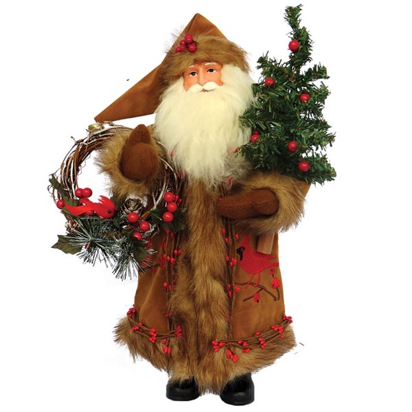 Santa's Workshop 15-in Cardinal and Berries Santa Figurine