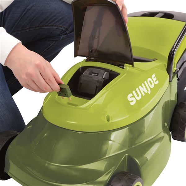 Sun Joe 24 V 5 AH Lithium Ion 14-in Cordless Electric Lawn Mower (Battery  Included) MJ24C-14-XR