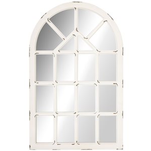 HomCom 43.25-in L x 27.5-in W Arch Antique White Composite Wood Framed Wall Mirror