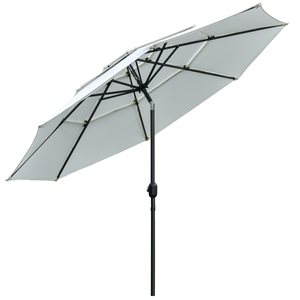 Parasol blanc crème Outsunny de 9 pi avec inclinaison à bouton-poussoir