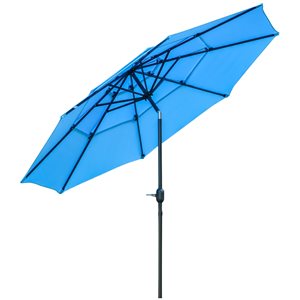 Outsunny 9-ft Sky Blue Push-Button Tilt Market Patio Umbrella