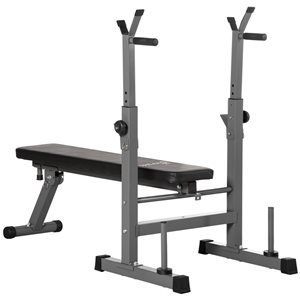 Soozier Adjustable Weight Bench with Barbell Rack