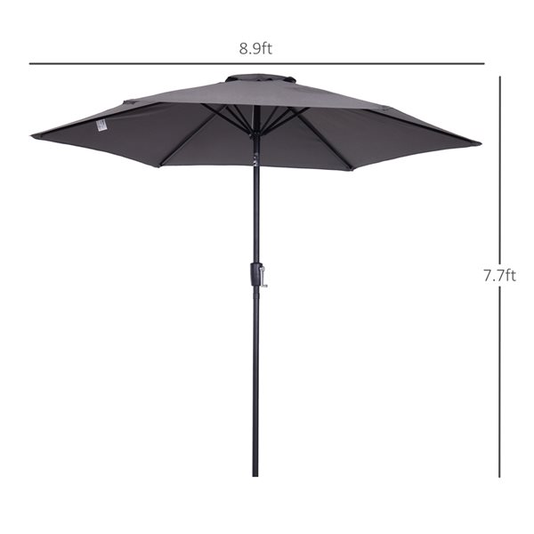 Outsunny 9-ft Grey Push-Button Tilt Market Patio Umbrella