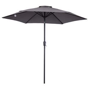 Outsunny 9-ft Grey Push-Button Tilt Market Patio Umbrella