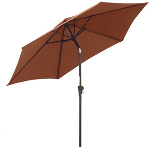 Outsunny 9-ft Coffee Push-Button Tilt Market Patio Umbrella