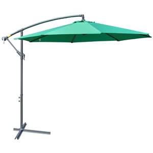 Parasol vert décentré Outsunny de 10 pi, base incluse