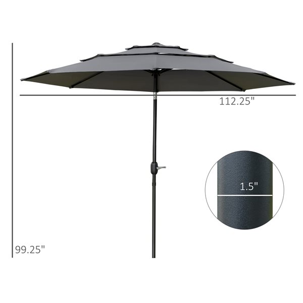 Outsunny 9-ft Light Grey Push-Button Tilt Market Patio Umbrella