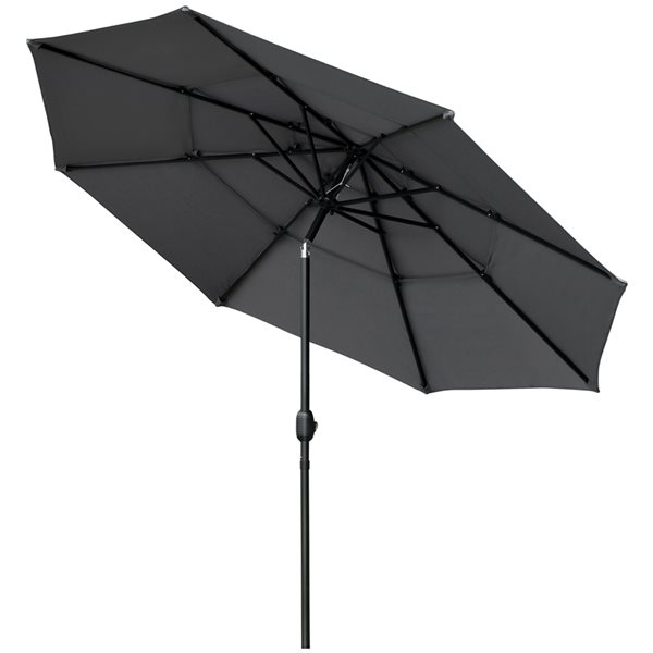 Outsunny 9-ft Light Grey Push-Button Tilt Market Patio Umbrella