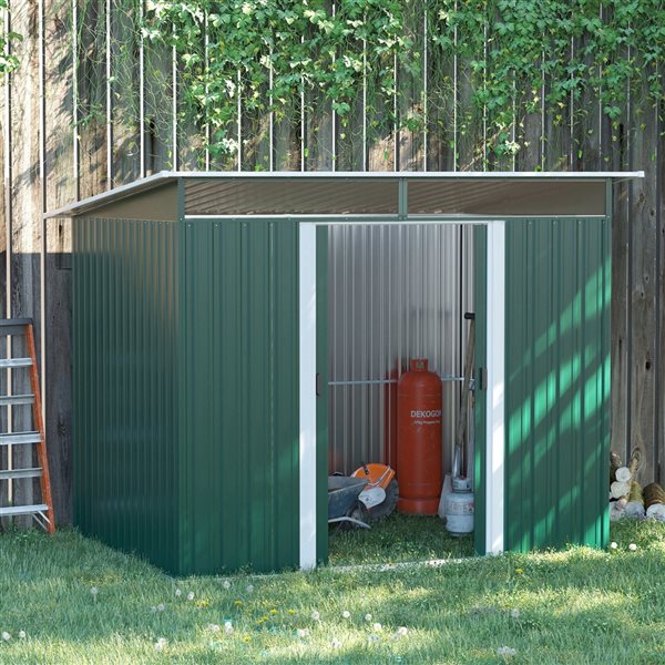 Outsunny 6 x 8.5-ft Dark Green Galvanized Steel Storage Shed