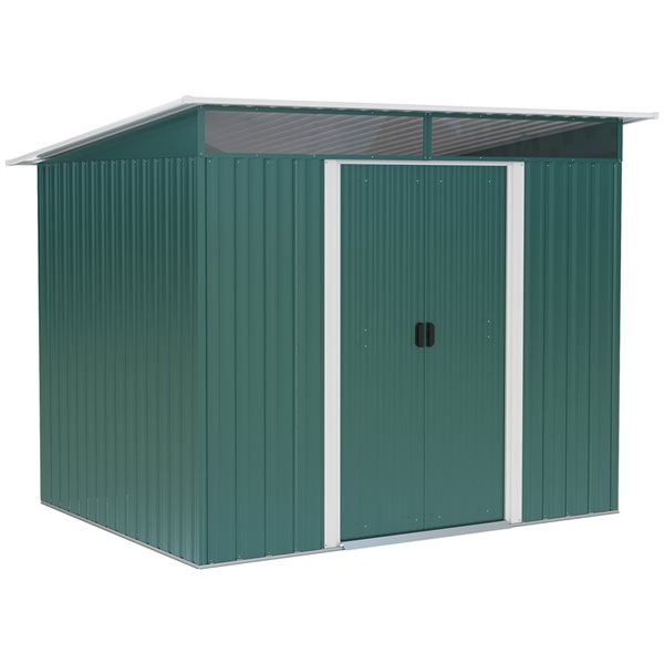 Outsunny 6 x 8.5-ft Dark Green Galvanized Steel Storage Shed