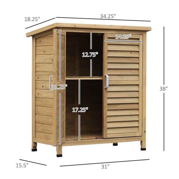 Outsunny 18.25-in W x 34.25-in L Natural Wood Outdoor Storage Shed (Interior Dimensions: 15.5-in W x 28.5-in L)