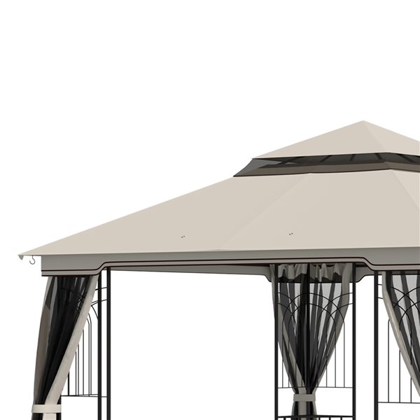 Outsunny 10-ft x 10-ft Beige Square Semi-Permanent Gazebo with Polyester Roof and Steel Frame - Screen Included