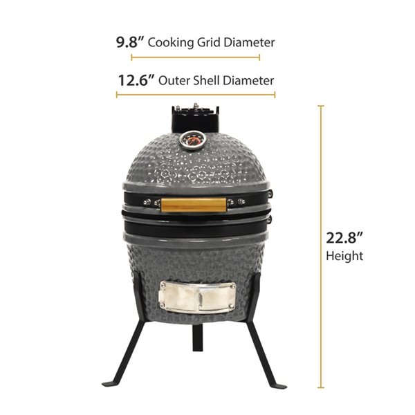 VESSILS 13-in Kamado Charcoal Grill Simple Stand - Grey