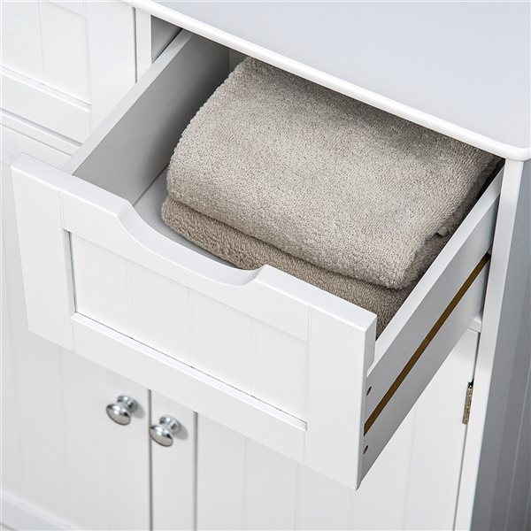 kleankin 23.5-in W x 32.25-in H x 11.75-in D White MDF Freestanding Linen Cabinet