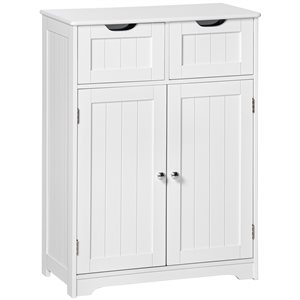 kleankin 23.5-in W x 32.25-in H x 11.75-in D White MDF Freestanding Linen Cabinet