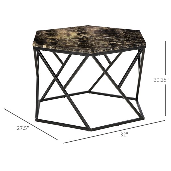 HOMCOM Black Marble Composite Coffee Table