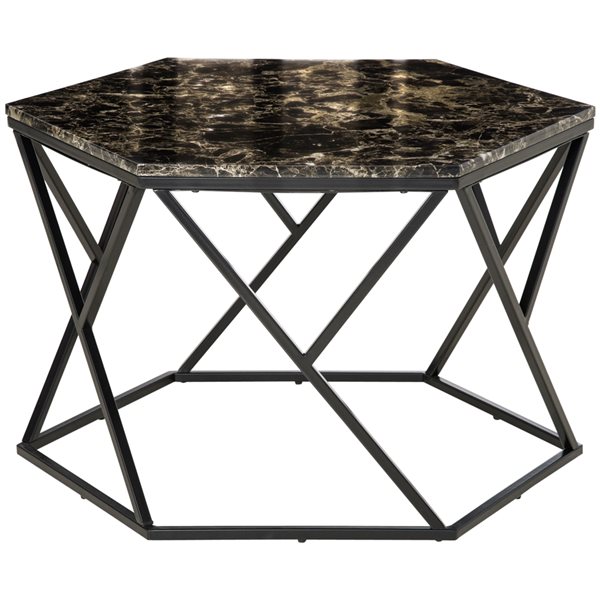 HOMCOM Black Marble Composite Coffee Table