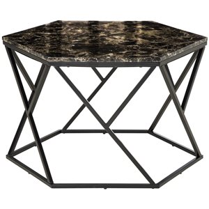 HomCom Black Marble Composite Coffee Table