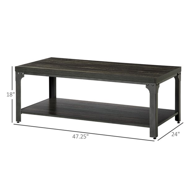 HOMCOM Dark Brown Composite Coffee Table