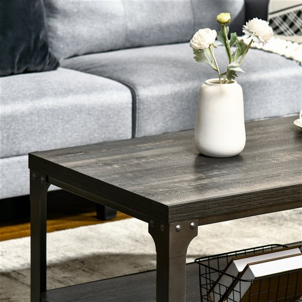 HOMCOM Dark Brown Composite Coffee Table