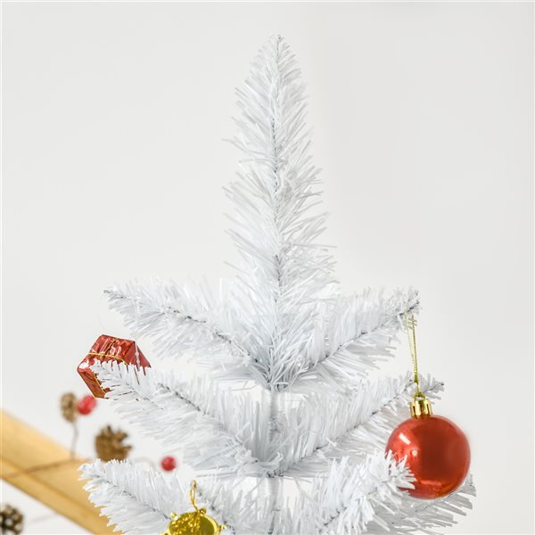 Arbre de Noël pin artificiel HomCom blanc charnu de 5 pi sur pied