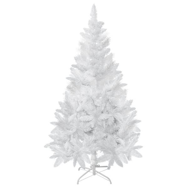 Arbre de Noël pin artificiel HomCom blanc charnu de 5 pi sur pied