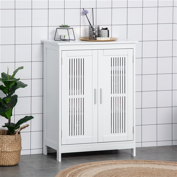 kleankin 23.5-in W x 31.5-in H x 11.75-in D White MDF Freestanding Linen Cabinet