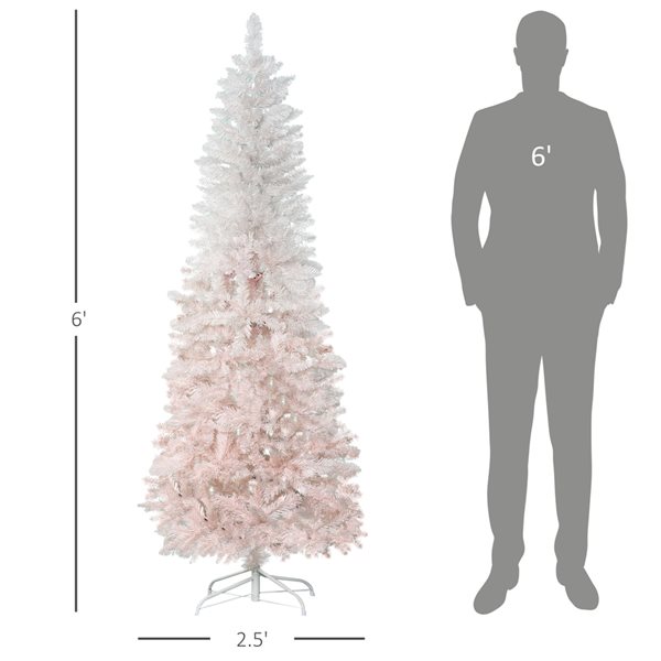 Arbre de Noël pin artificiel HomCom blanc étroit de 6 pi sur pied