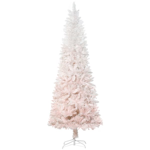 Arbre de Noël pin artificiel HomCom blanc étroit de 6 pi sur pied