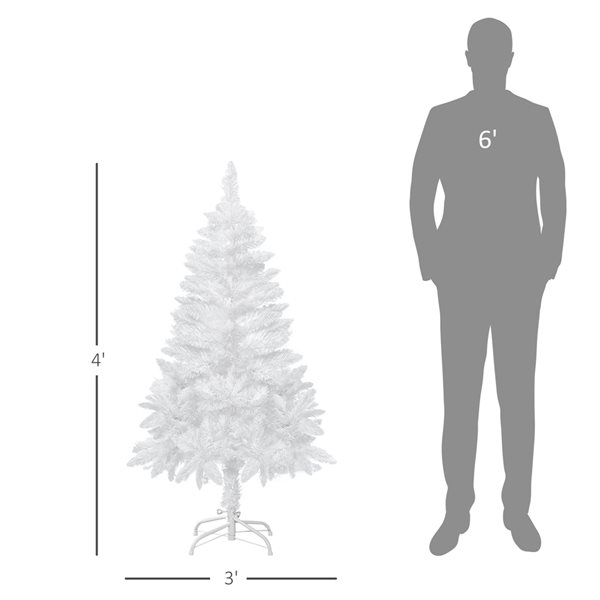 Arbre de Noël pin artificiel HomCom blanc charnu de 4 pi sur pied