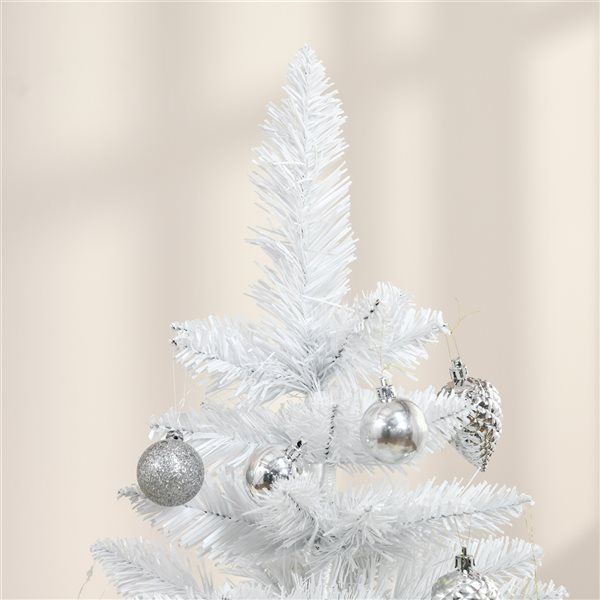 Arbre de Noël pin artificiel HomCom blanc charnu de 4 pi sur pied