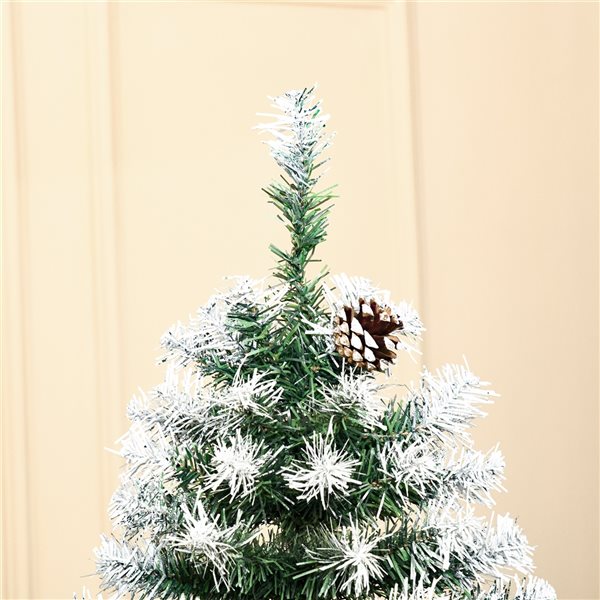 Arbre de Noël pin artificiel HomCom enneigé vert charnu de 6 pi sur pied