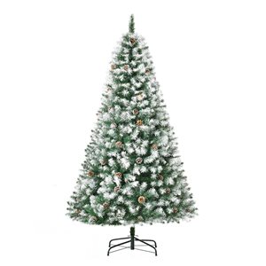 Arbre de Noël pin artificiel HomCom enneigé vert charnu de 6 pi sur pied