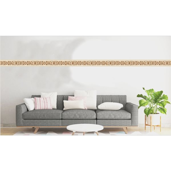 Dundee Deco 7-in Beige/Brown Self-Adhesive Wallpaper Border